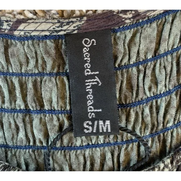 Sacred Threads Patchwork Dress Women S/M Paint Brush‎ Art AOP A Line Boho Hippie - Picture 8 of 10